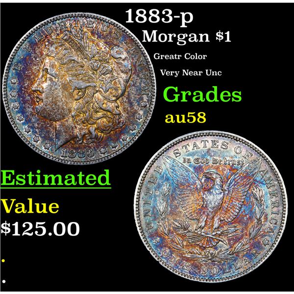 1883-p Morgan Dollar $1 Grades Choice AU/BU Slider