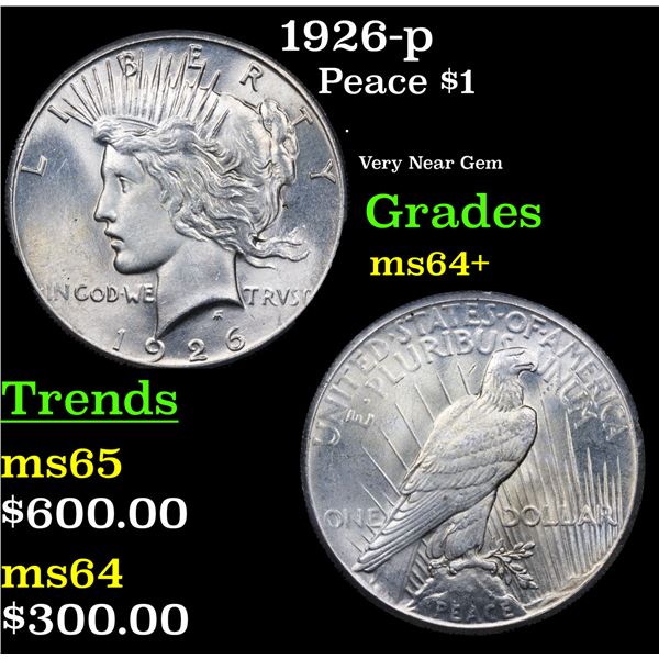 1926-p Peace Dollar $1 Grades Choice+ Unc