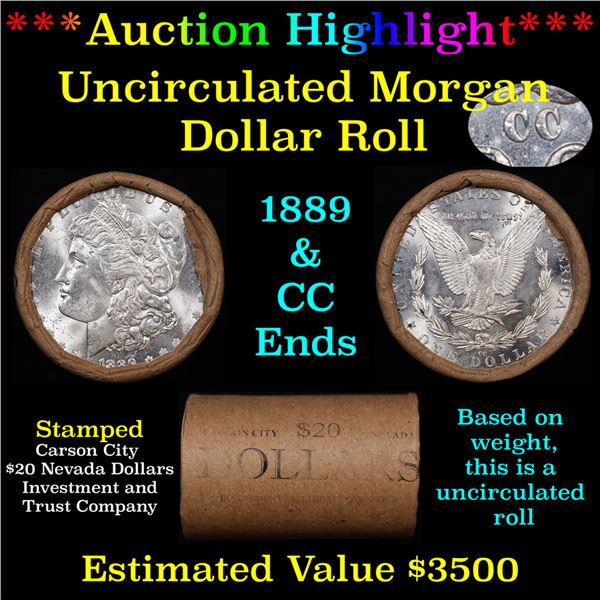 ***Auction Highlight*** 1889 & CC Uncirculated Morgan Dollar Shotgun Roll (fc)