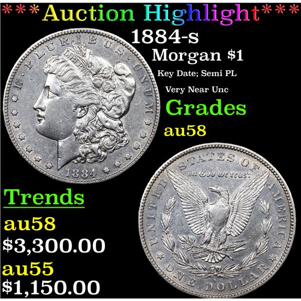 ***Auction Highlight*** 1884-s Morgan Dollar $1 Graded Choice AU/BU Slider BY USCG (fc)