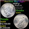 ***Auction Highlight*** 1928-p Peace Dollar $1 Graded ms64+ By SEGS (fc)