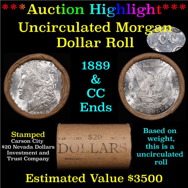 ***Auction Highlight*** 1889 & CC Uncirculated Morgan Dollar Shotgun Roll (fc)