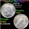 Image 1 : ***Auction Highlight*** 1927-d Peace Dollar $1 Graded Choice Unc BY USCG (fc)