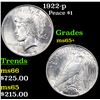 Image 1 : 1922-p Peace Dollar $1 Grades GEM+ Unc