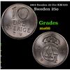 1964 Sweden 10 Ore KM-835 Grades GEM+ Unc