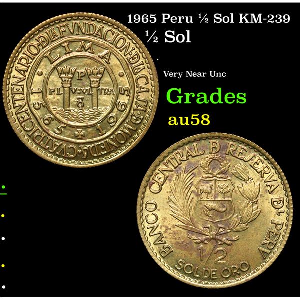 1965 Peru 1/2 Sol KM-239 Grades Choice AU/BU Slider