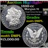Image 1 : ***Auction Highlight*** 1890-cc Morgan Dollar $1 Graded GEM Unc DMPL BY USCG (fc)