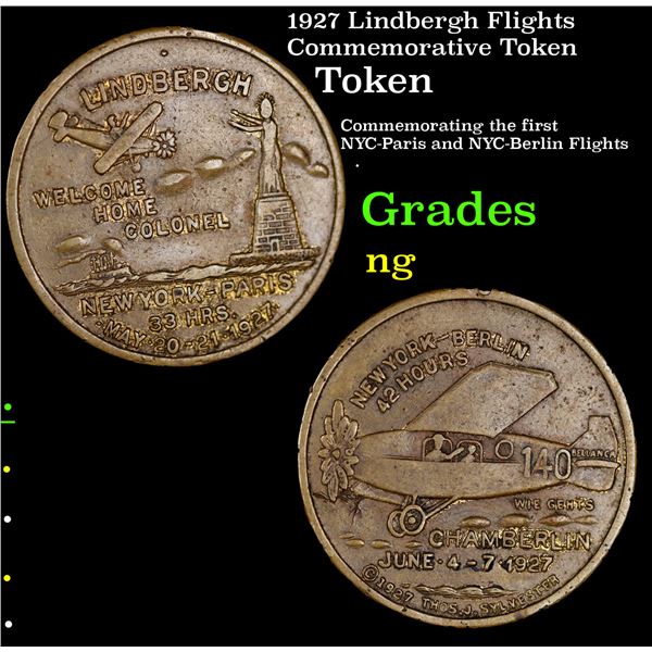 1927 Lindbergh Flights Commemorative Token Grades ng