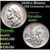 Image 1 : 1936-s Boone Old Commem Half Dollar 50c Grades Choice+ Unc