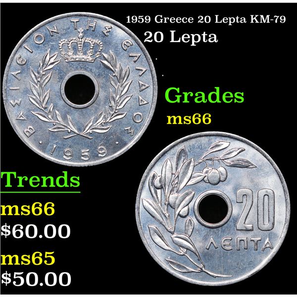 1959 Greece 20 Lepta KM-79 Grades GEM+ Unc