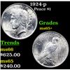 Image 1 : 1924-p Peace Dollar $1 Grades GEM+ Unc