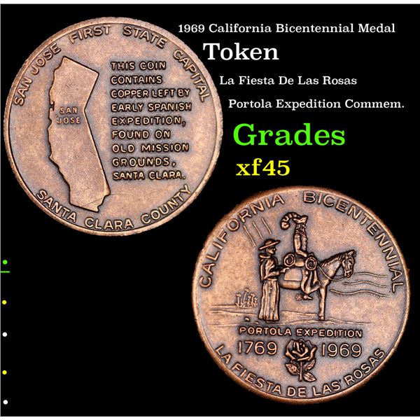 1969 California Bicentennial Medal Grades xf+