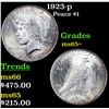 Image 1 : 1923-p Peace Dollar $1 Grades GEM+ Unc