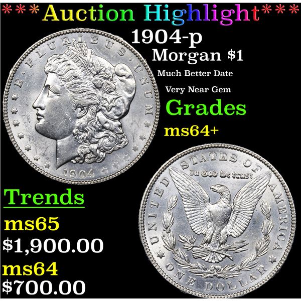 ***Auction Highlight*** 1904-p Morgan Dollar $1 Graded ms64+ BY SEGS (fc)