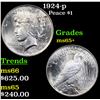 Image 1 : 1924-p Peace Dollar $1 Grades GEM+ Unc