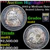 Image 1 : ***Auction Highlight*** 1842-p Medium Date Seated Half Dollar 50c Graded Select Unc BY USCG (fc)