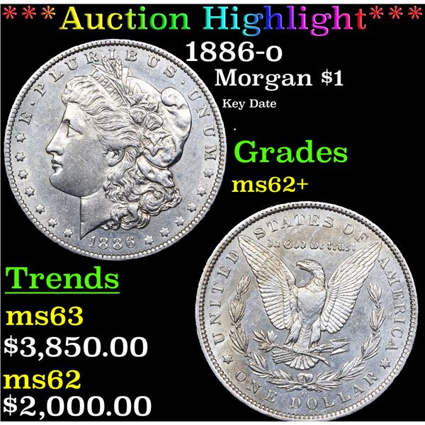 ***Auction Highlight*** 1886-o Morgan Dollar $1 Graded ms62+ BY SEGS (fc)