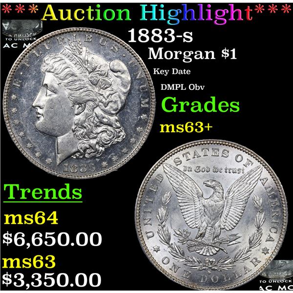 ***Auction Highlight*** 1883-s Morgan Dollar $1 Graded ms63+ BY SEGS (fc)