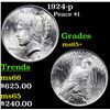 Image 1 : 1924-p Peace Dollar $1 Grades GEM+ Unc