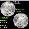 Image 1 : 1922-p Peace Dollar $1 Grades GEM+ Unc