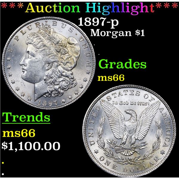 ***Auction Highlight*** 1897-p Morgan Dollar $1 Graded ms66 BY SEGS (fc)