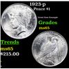 Image 1 : 1923-p Peace Dollar $1 Grades GEM Unc