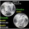 Image 1 : 1922-p Peace Dollar $1 Grades GEM+ Unc