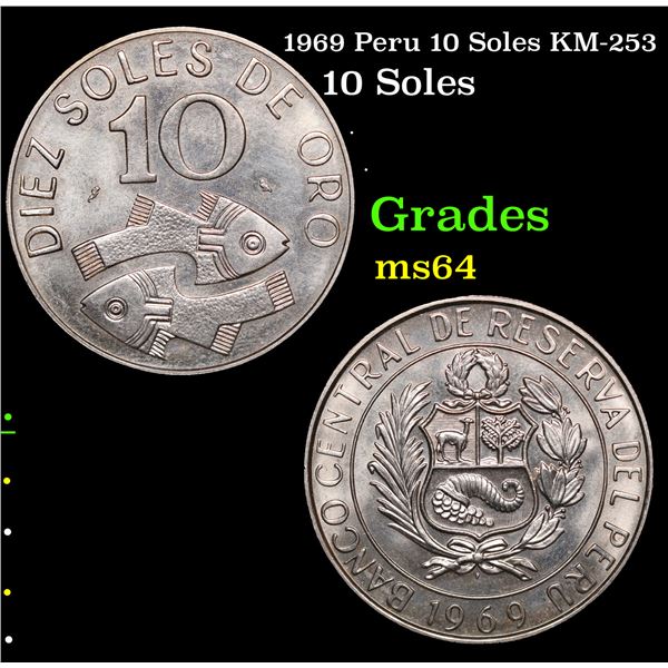 1969 Peru 10 Soles KM-253 Grades Choice Unc