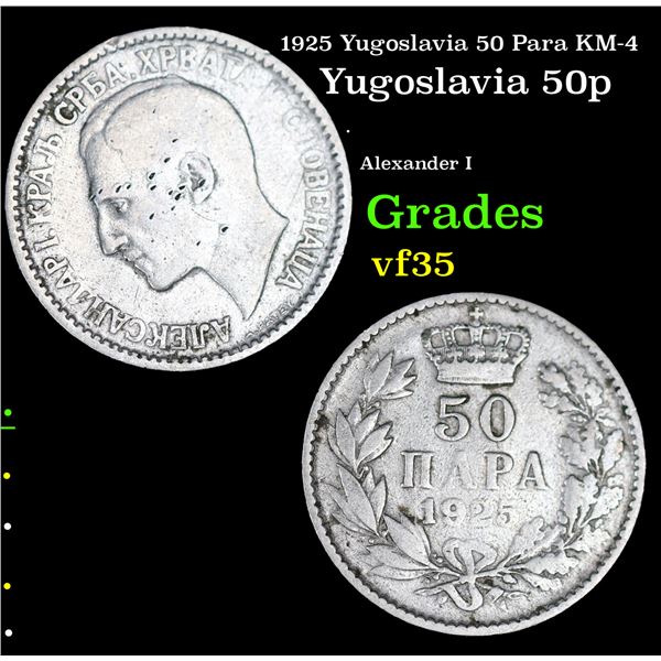 1925 Yugoslavia 50 Para KM-4 Grades vf++