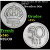1945 Sweden 50 Ore Silver KM-817 Grades vf++