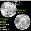 Image 1 : 1924-p Peace Dollar $1 Grades GEM+ Unc