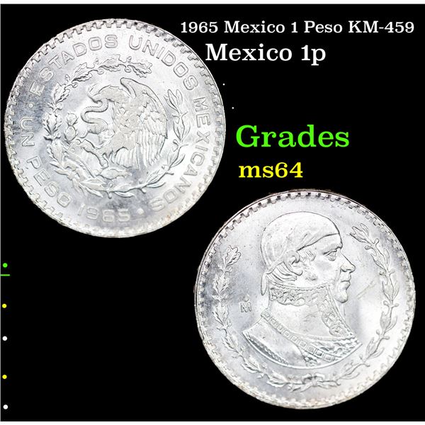 1965 Mexico 1 Peso KM-459 Grades Choice Unc