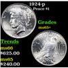 Image 1 : 1924-p Peace Dollar $1 Grades GEM+ Unc