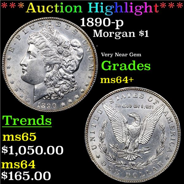 ***Auction Highlight*** 1890-p Morgan Dollar $1 Graded ms64+ BY SEGS (fc)