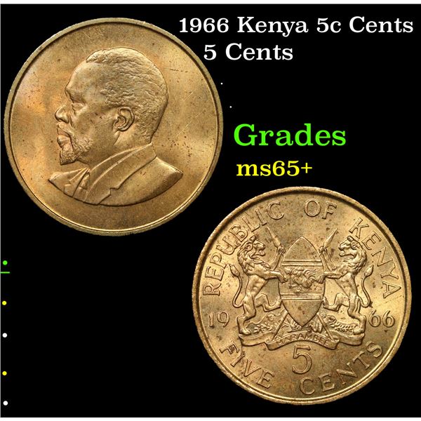 1966 Kenya 5c Cents Grades GEM+ Unc