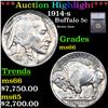 ***Auction Highlight*** 1914-s Buffalo Nickel 5c Graded ms66 BY SEGS (fc)