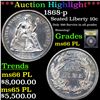 Image 1 : ***Auction Highlight*** 1868-p Seated Liberty Dime 10c Graded GEM+ UNC PL BY USCG (fc)