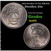 1963 Sweden 25 Ore KM-836 Grades GEM Unc
