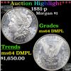 ***Auction Highlight*** 1881-p Morgan Dollar $1 Graded ms64 DMPL BY SEGS (fc)