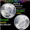***Auction Highlight*** 1927-p Peace Dollar $1 Graded ms65 By SEGS (fc)
