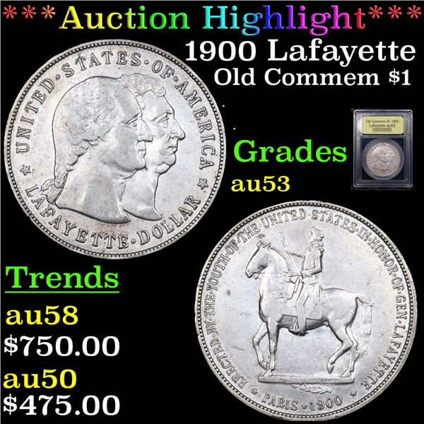 ***Auction Highlight*** 1900 Lafayette Lafayette Dollar $1 Graded Select AU BY USCG (fc)