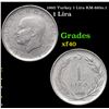 1960 Turkey 1 Lira KM-889a.1 Grades xf