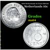 1958 Netherlands 10 Cents KM-182 Grades Choice Unc
