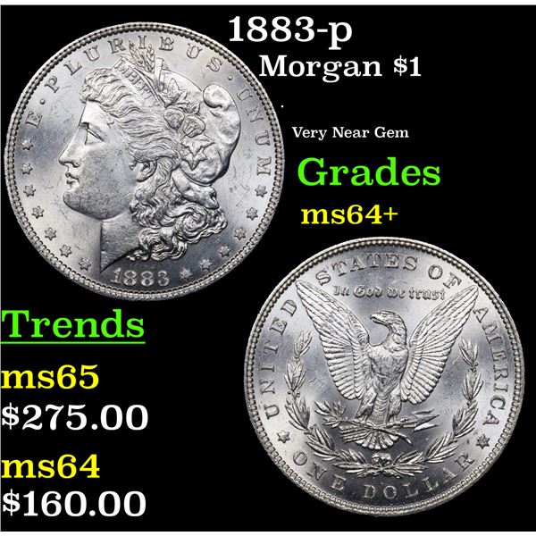 1883-p Morgan Dollar $1 Grades Choice+ Unc