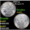 Image 1 : 1887-p Morgan Dollar $1 Grades GEM+ Unc