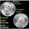 Image 1 : 1924-p Peace Dollar $1 Grades GEM+ Unc