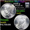 ***Auction Highlight*** 1928-p Peace Dollar $1 Graded ms65 By SEGS (fc)