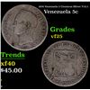 1874 Venezuela 5 Centavos Silver Y-12.1 Grades vf+