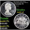 1965 Canada 1 Dollar Silver (Small Beads Pointed 5) Canada Dollar KM-64.1 $1 Grades GEM+ UNC PL