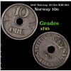 1947 Norway 10 Ore KM-383 Grades xf+